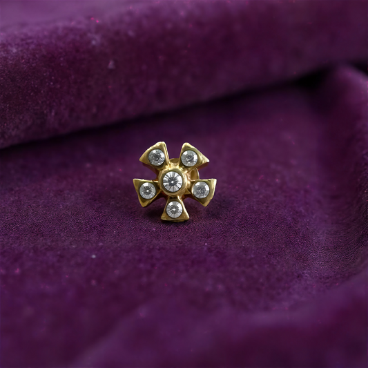 Gold Floral Stud Nose Pin