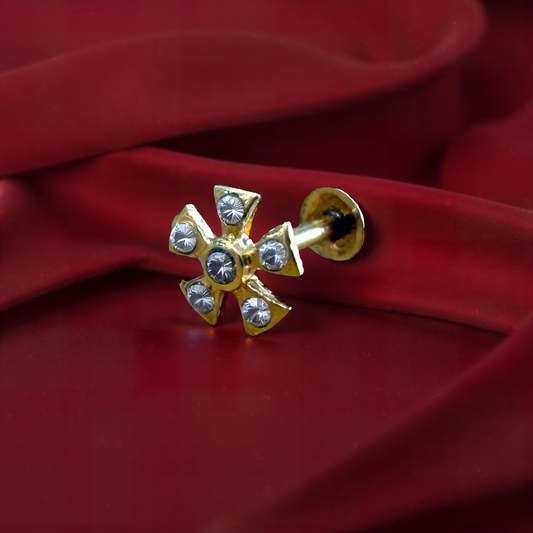 Gold Floral Stud Nose Pin