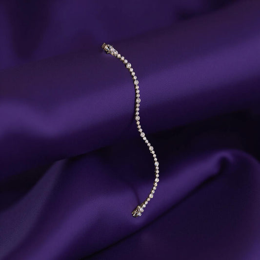 Round Engraded Tennis White Diamond Bracelet For Women