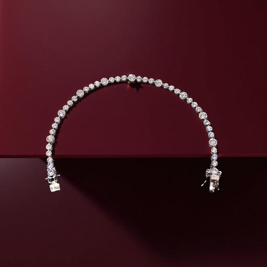 Round Engraded Tennis White Diamond Bracelet For Women
