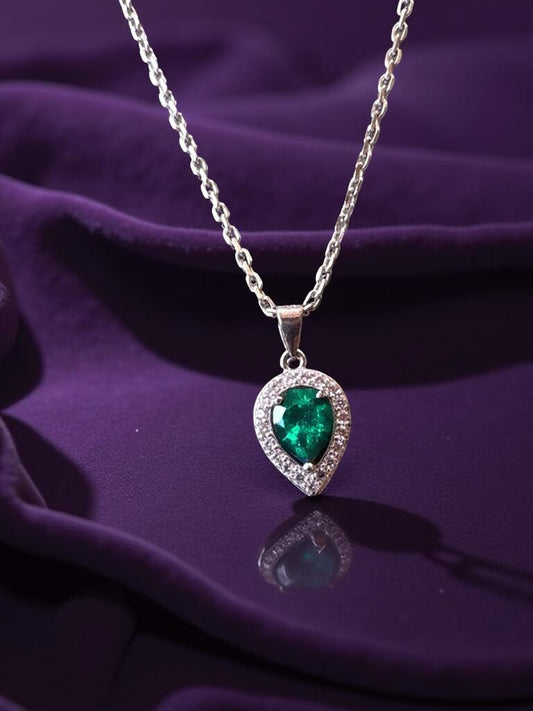 Emerald Green Leaf Pendant For Women