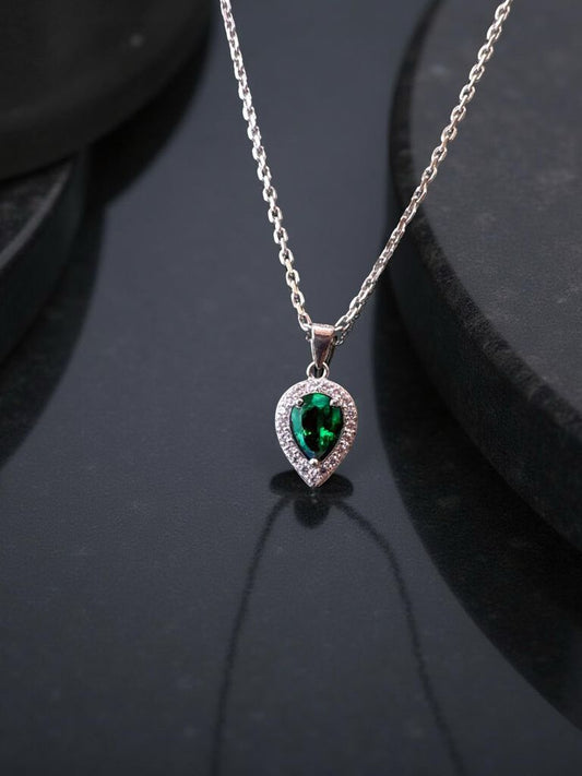 Emerald Green Leaf Necklace For Women