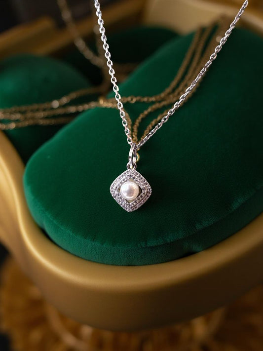 Round Moti Pendant With Nano-Micro Diamonds For Women