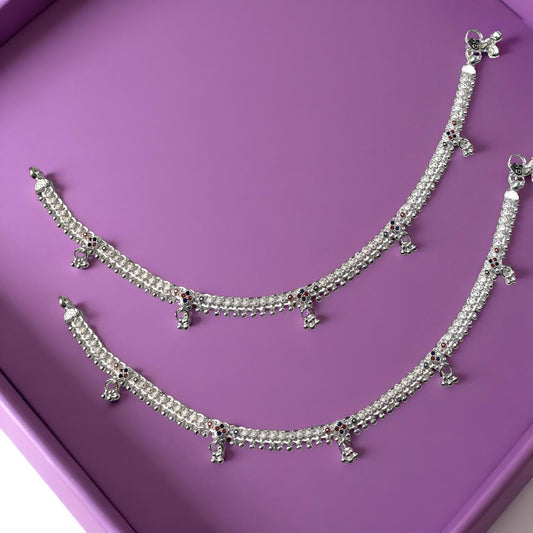 Square Red Charm Ankelet(Payal) For Women