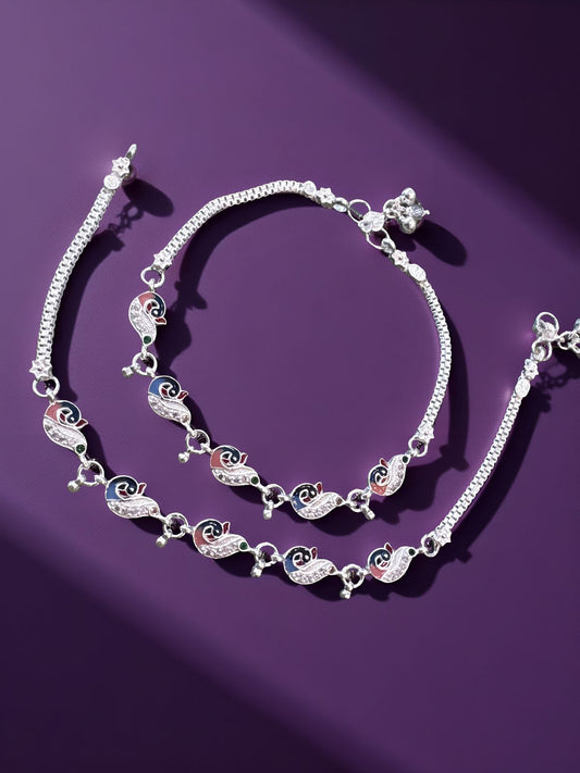 Colourfull Peacock Ankelet(Payal) For Women