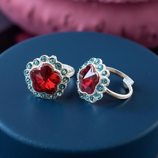 Elegant Red & Blue Stone Toe Ring