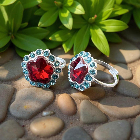 Elegant Red & Blue Stone Toe Ring