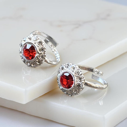 Charming Red Diamond Toe Ring