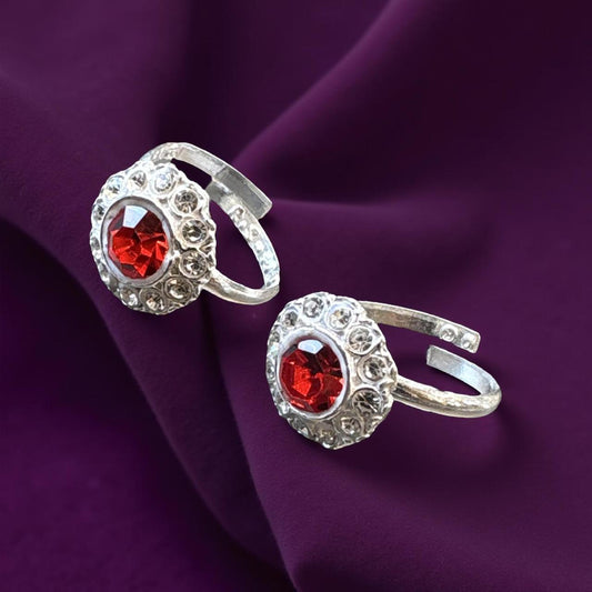 Charming Red Diamond Toe Ring