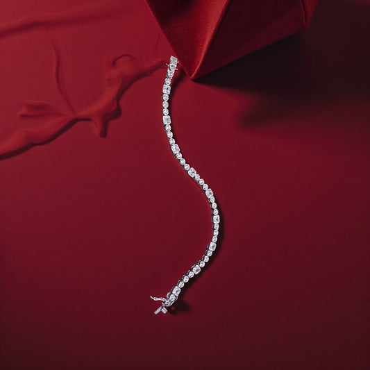 Sqaure Tennis White Diamond Bracelet For Women