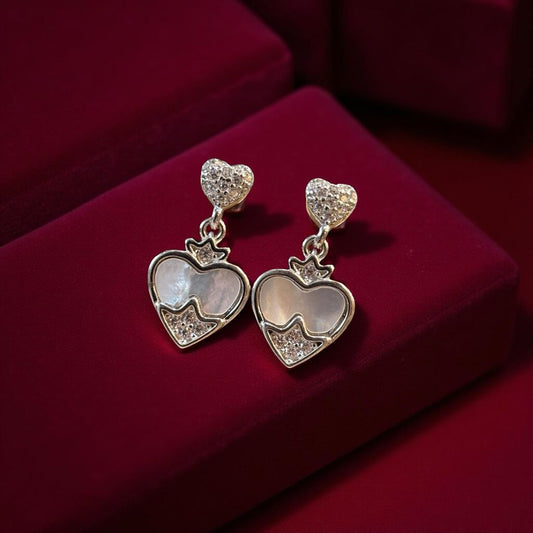 Dazzling heart Charm Eartops