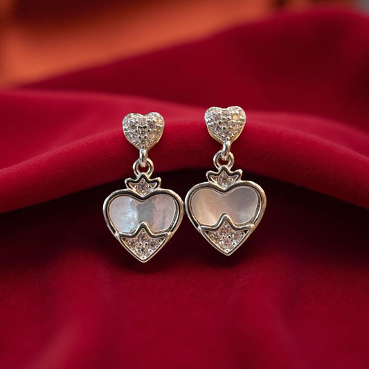 Dazzling heart Charm Eartops