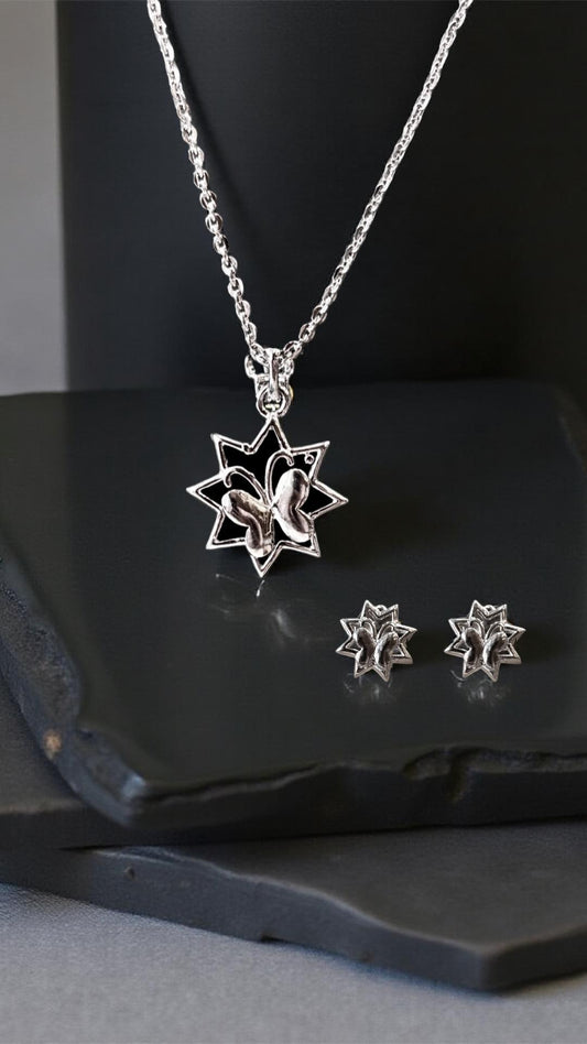 Sparkle Butterfly Necklace Set For Women