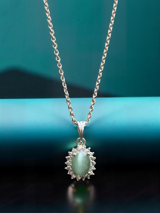 Women Silver-Plated American Diamond Pendant