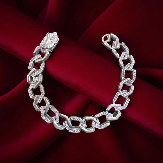 Solid Engraded Nano-Diamonds Bracelet For Men