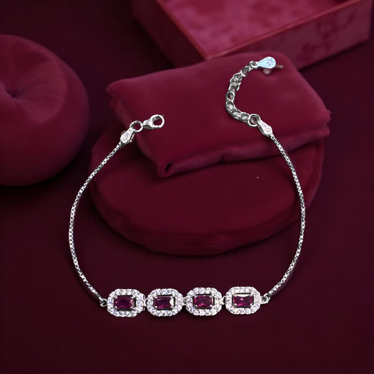 Emerald Red Stone Bracelet For Women
