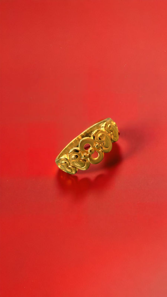 Double Decker Engraved Ladies Ring