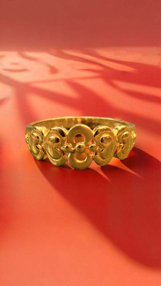 Double Decker Engraved Ladies Ring