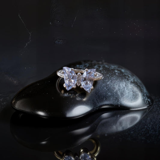 Ocean Blue Butterfly Silver Ring
