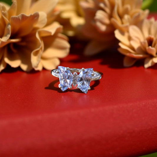 Ocean Blue Butterfly Silver Ring