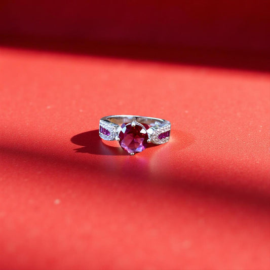 Red Ruby Victorian Silver Ring