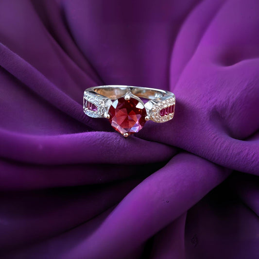 Red Ruby Victorian Silver Ring