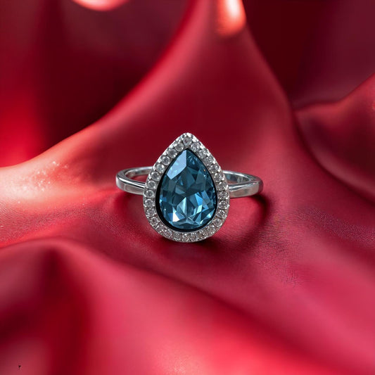 Ocean Blue Sapphire Silver Ring
