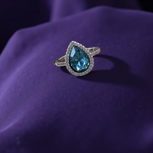 Ocean Blue Sapphire Silver Ring
