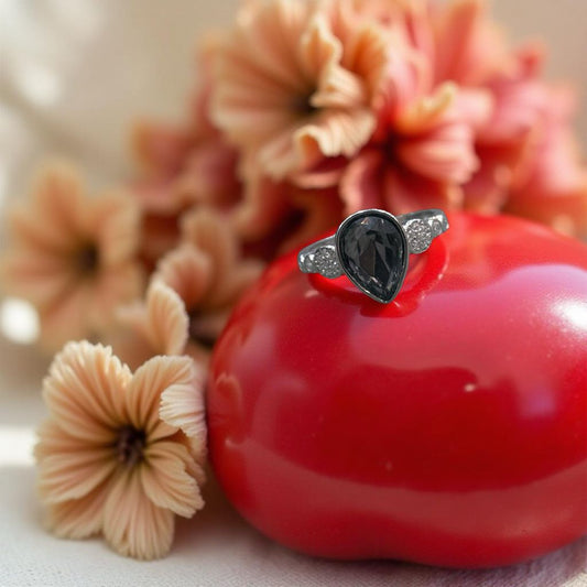 Black Mossainate Emerald Silver Ring