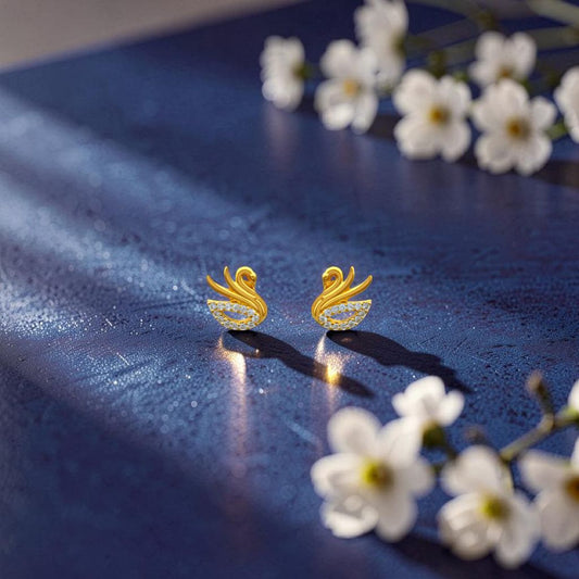22KT Spark Swan Earrings