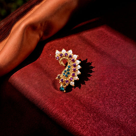Gold Peacock Nath Nosepin